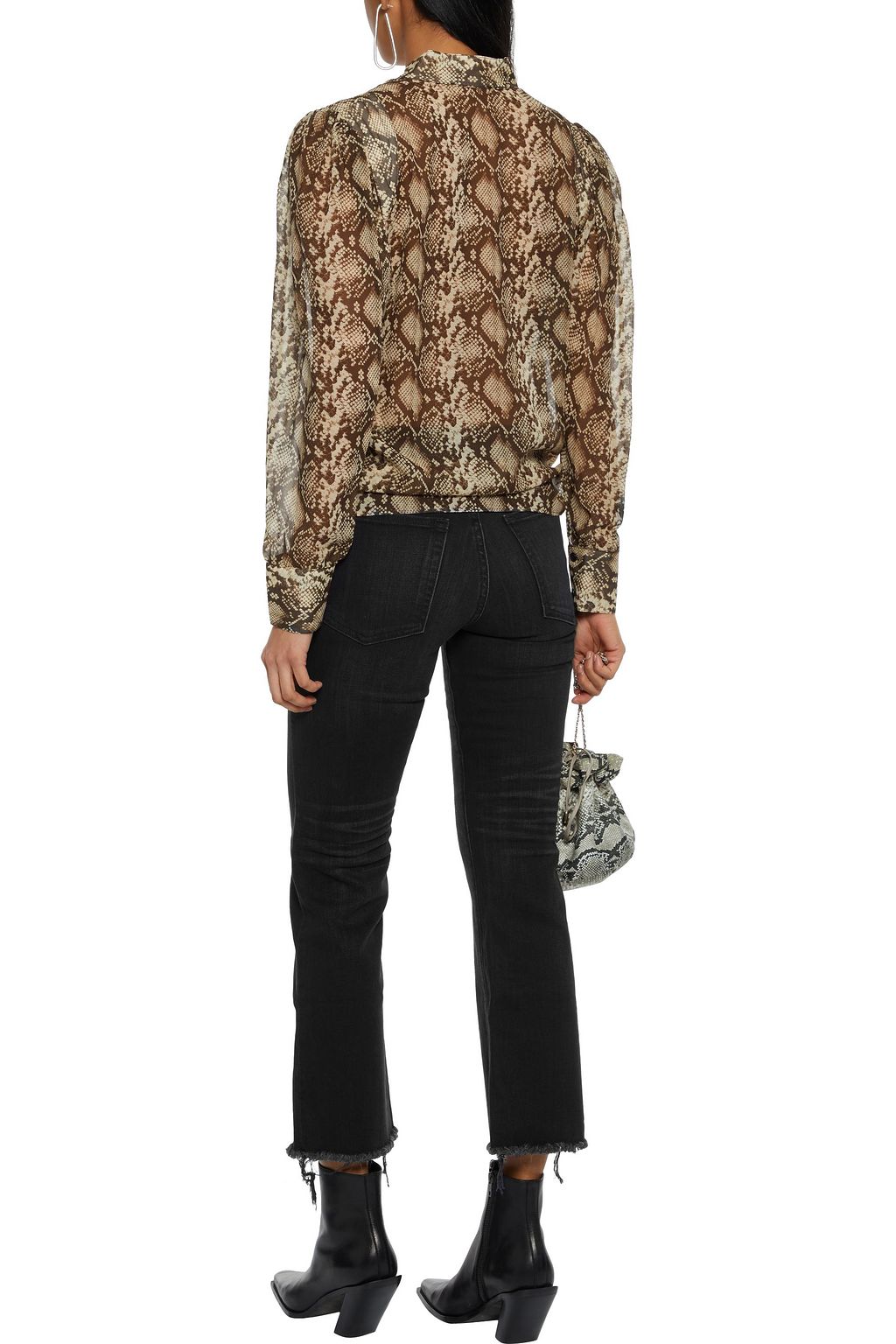 NILI LOTAN Lorena snake-print silk-chiffon blouse