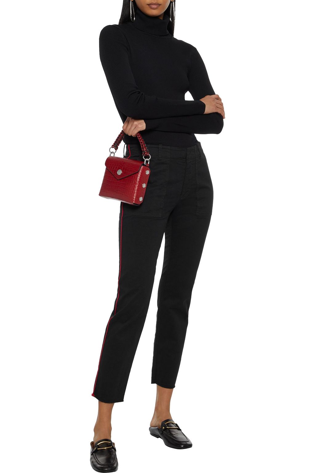 NILI LOTAN Jenna cropped cotton-blend twill slim-leg pants