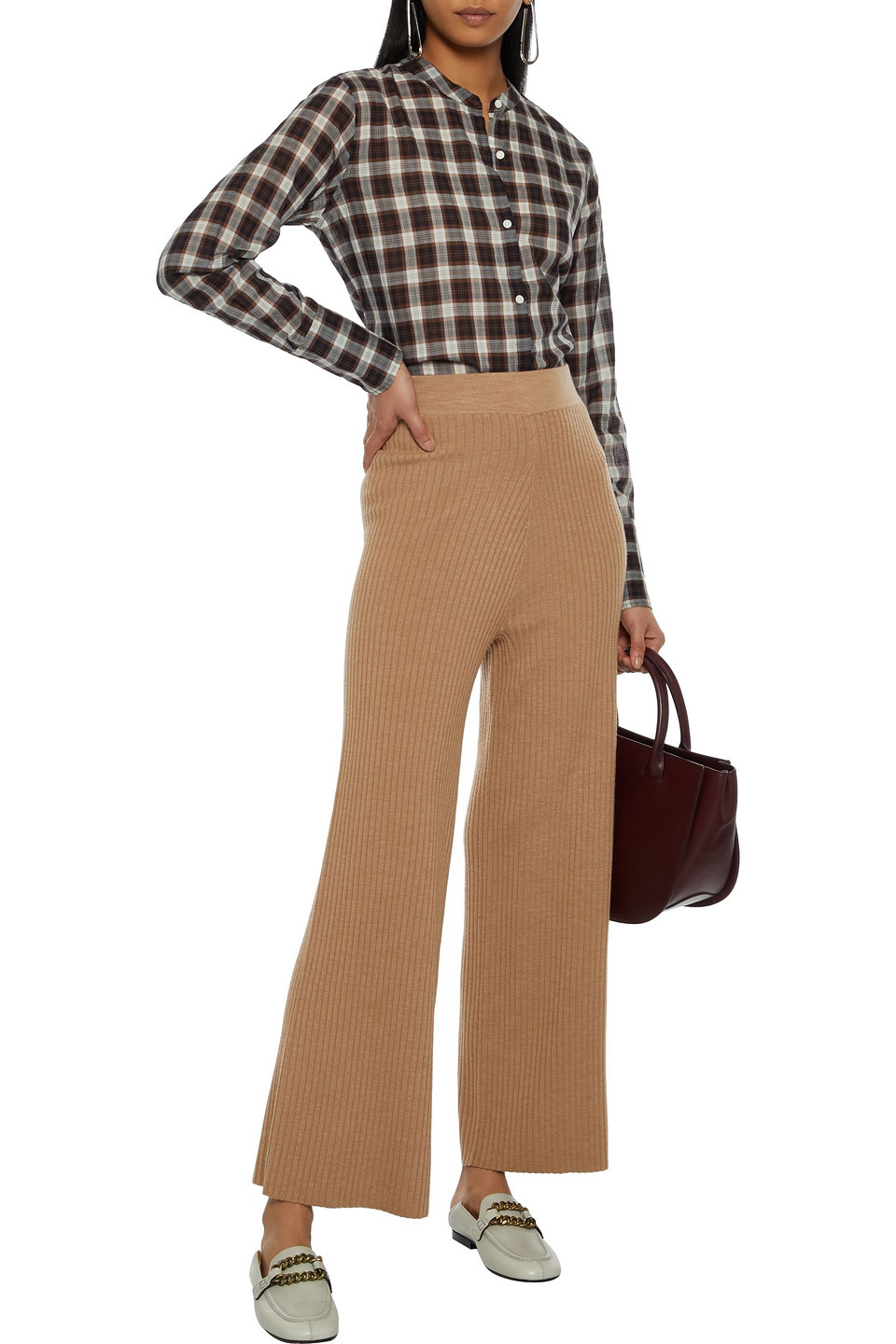 Nili Lotan Judith Checked Cotton-voile Shirt In Dark Brown