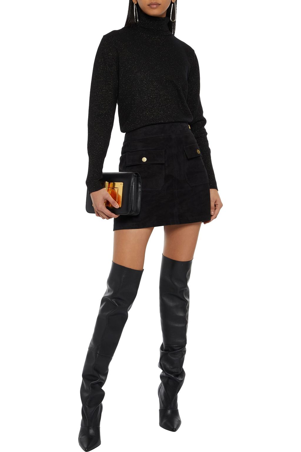 NILI LOTAN Ralphie metallic merino wool-blend turtleneck sweater