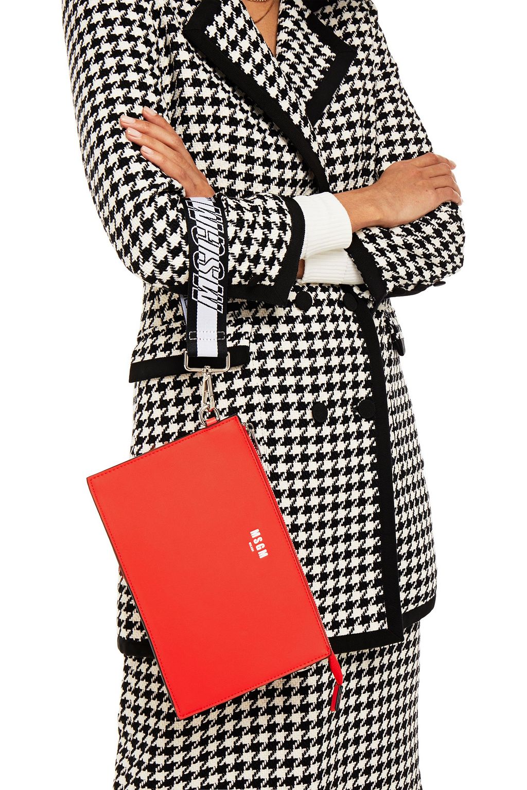 MSGM Logo-print faux leather pouch