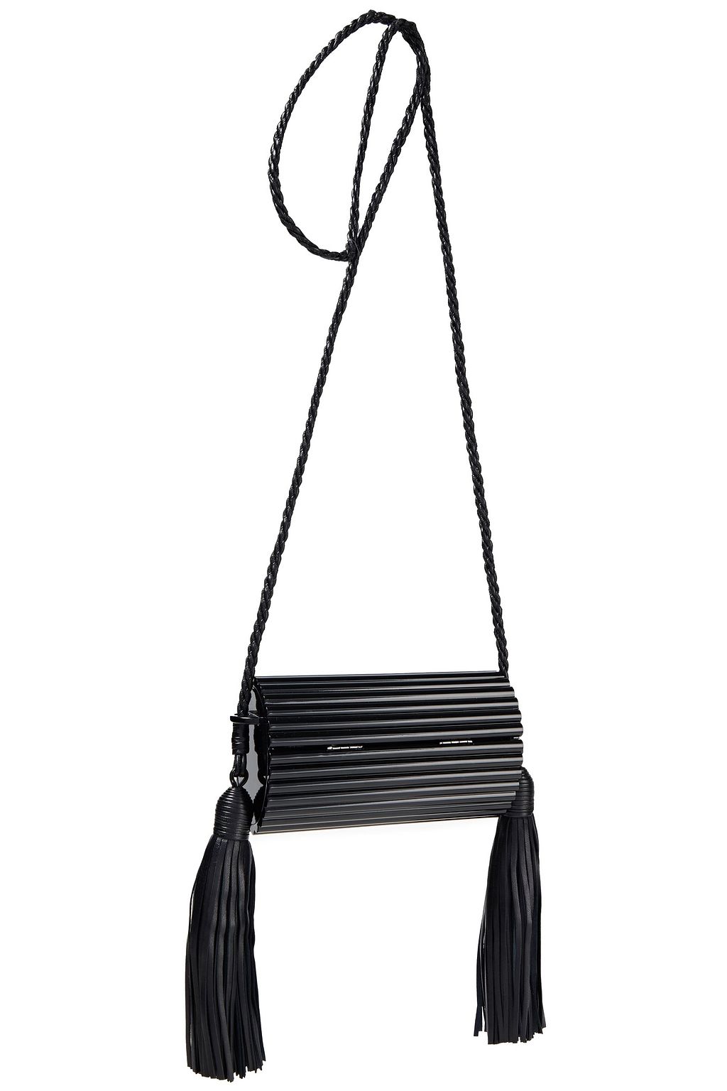 SAINT LAURENT Tasseled ribbed Perspex shoulder bag