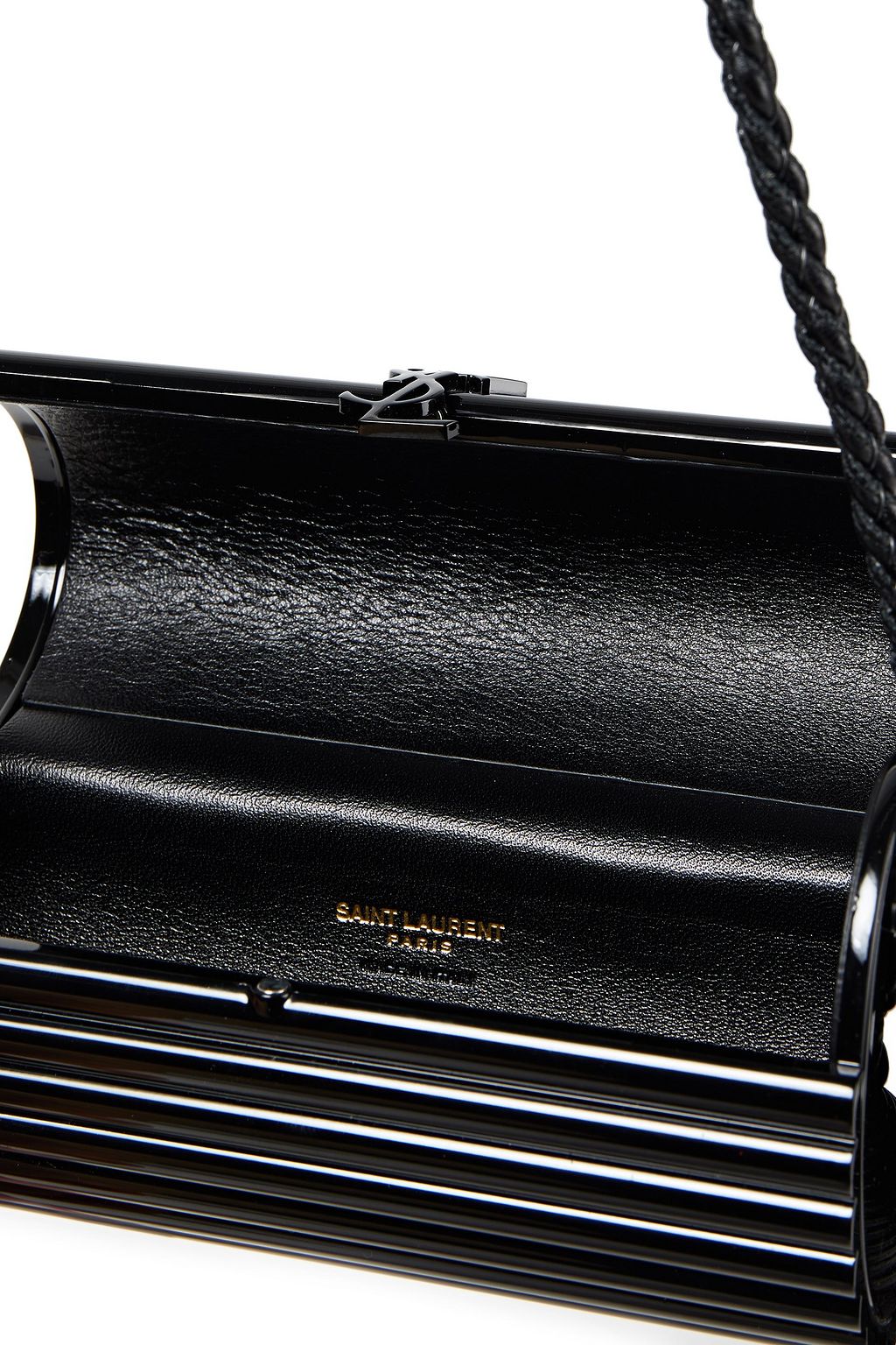 SAINT LAURENT Tasseled ribbed Perspex shoulder bag