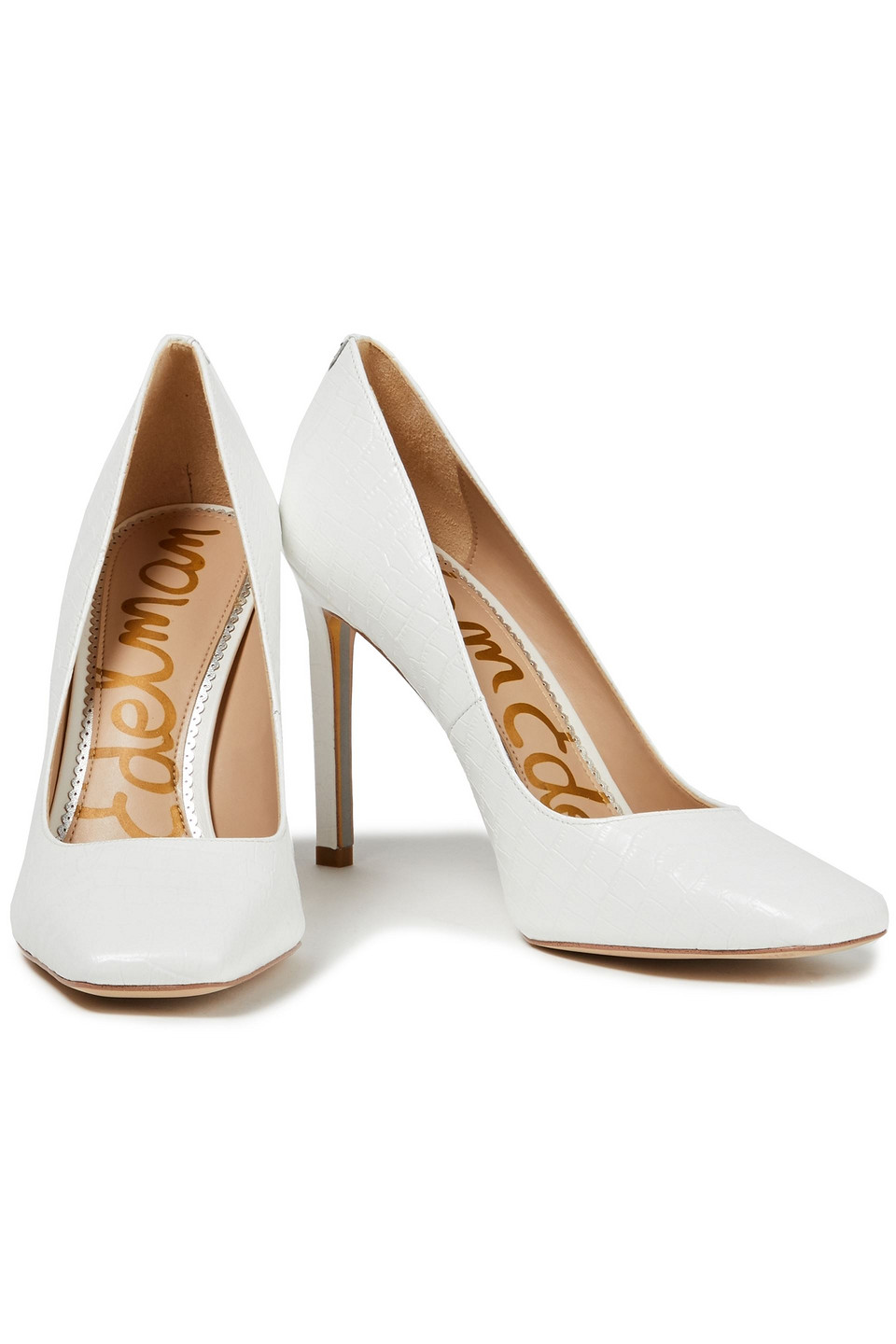 Sam Edelman Beth Croc-effect Leather Pumps In White
