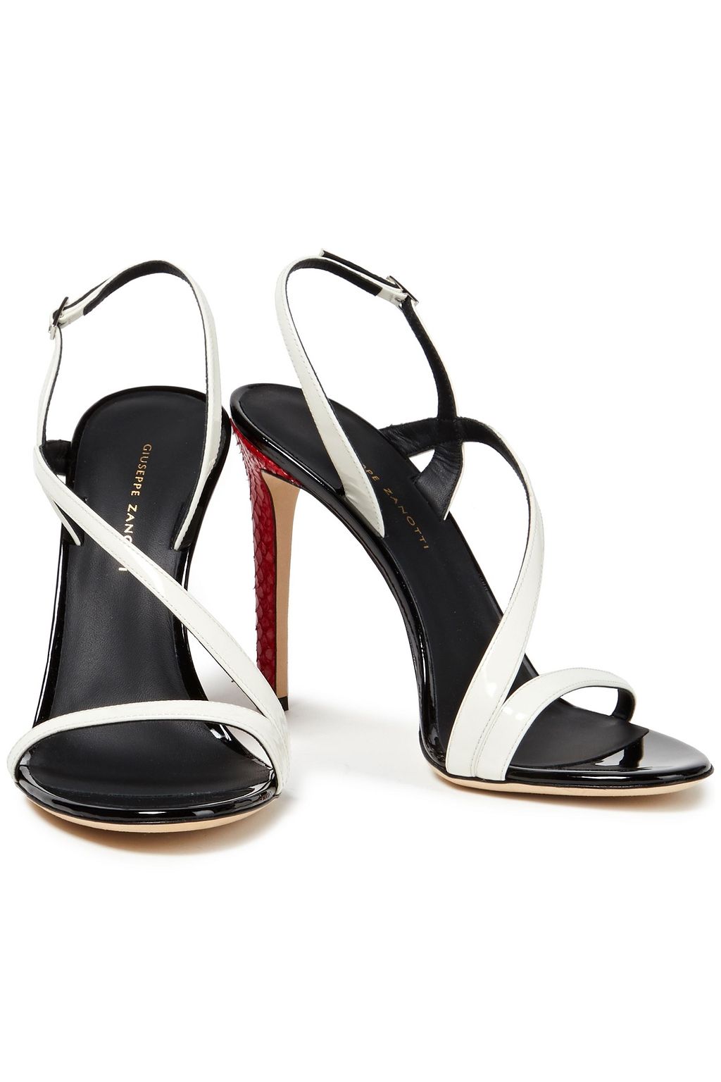 GIUSEPPE ZANOTTI Polina snake-effect and patent-leather sandals