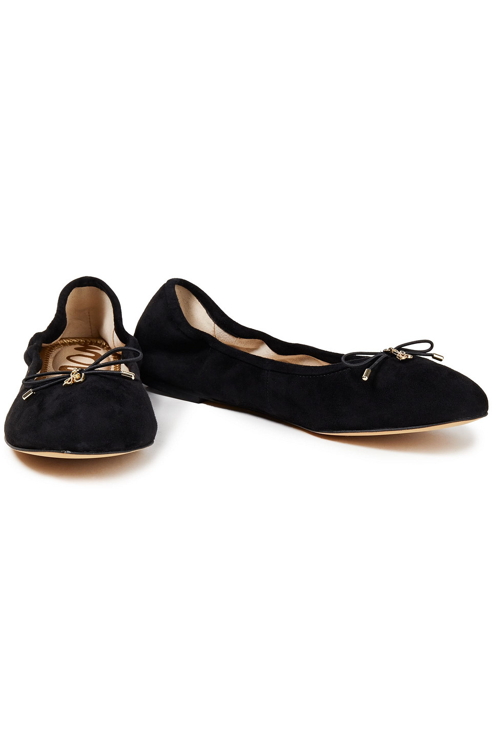 SAM EDELMAN FELICIA BOW-EMBELLISHED SUEDE BALLET FLATS,3074457345625494115