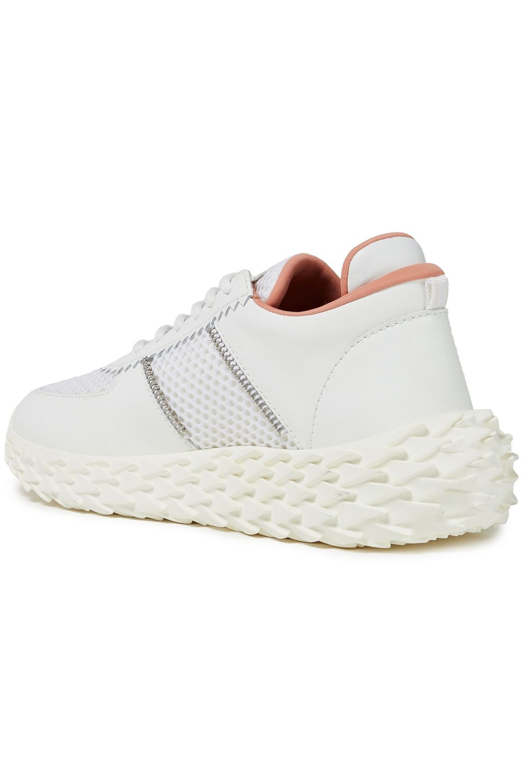 GIUSEPPE ZANOTTI Urchin leather and mesh sneakers