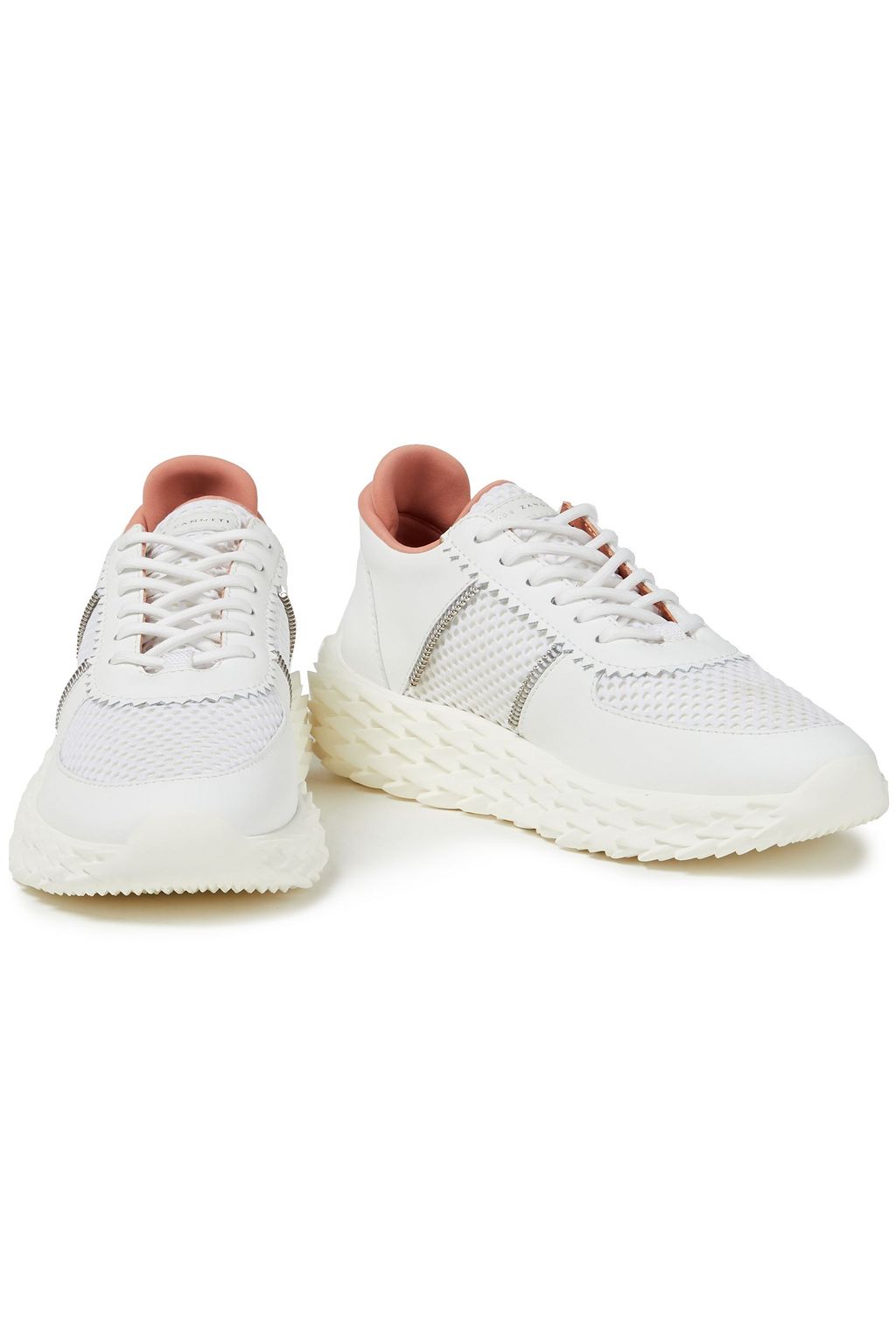 GIUSEPPE ZANOTTI Urchin leather and mesh sneakers