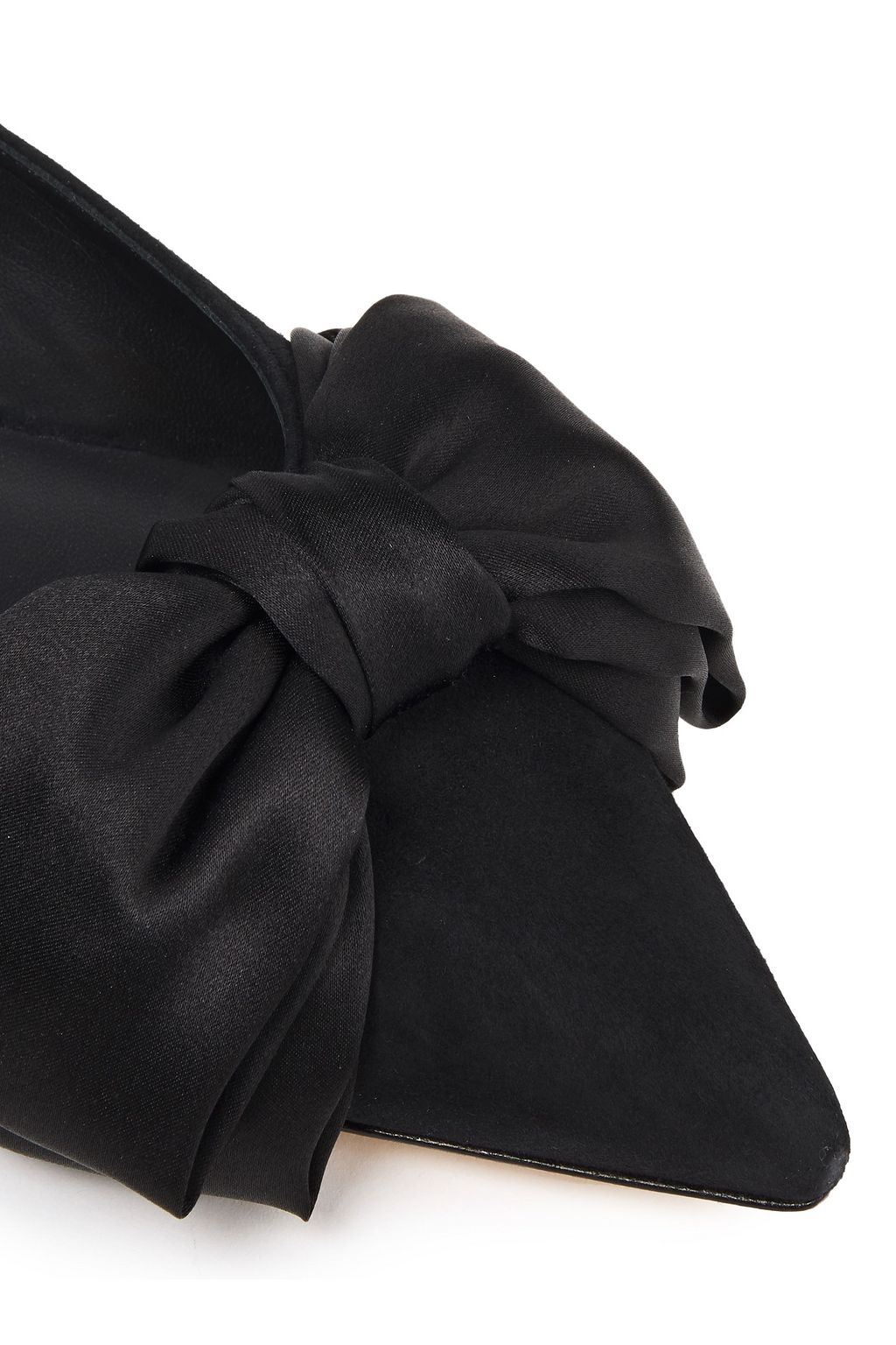 GIUSEPPE ZANOTTI Bow-embellished suede and satin point-toe flats