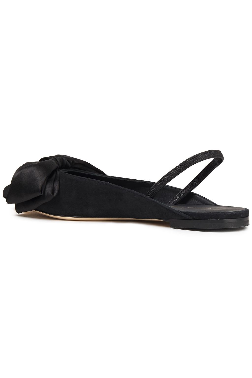 GIUSEPPE ZANOTTI Bow-embellished suede and satin point-toe flats