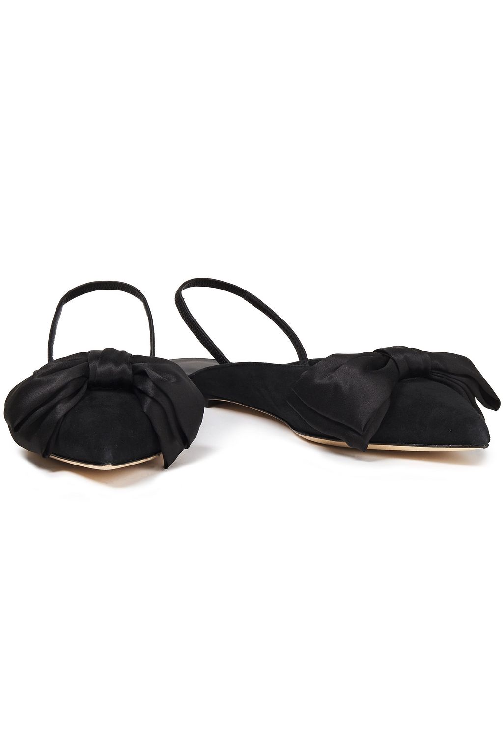 GIUSEPPE ZANOTTI Bow-embellished suede and satin point-toe flats