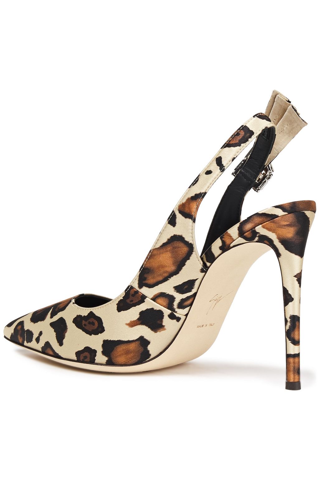 GIUSEPPE ZANOTTI Samia embellished leopard-print satin slingback pumps