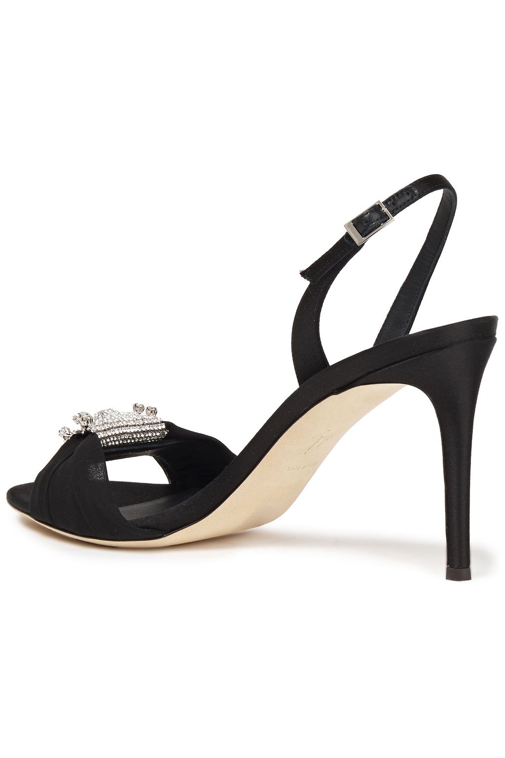 GIUSEPPE ZANOTTI Tiphaine crystal-embellished crepe slingback sandals