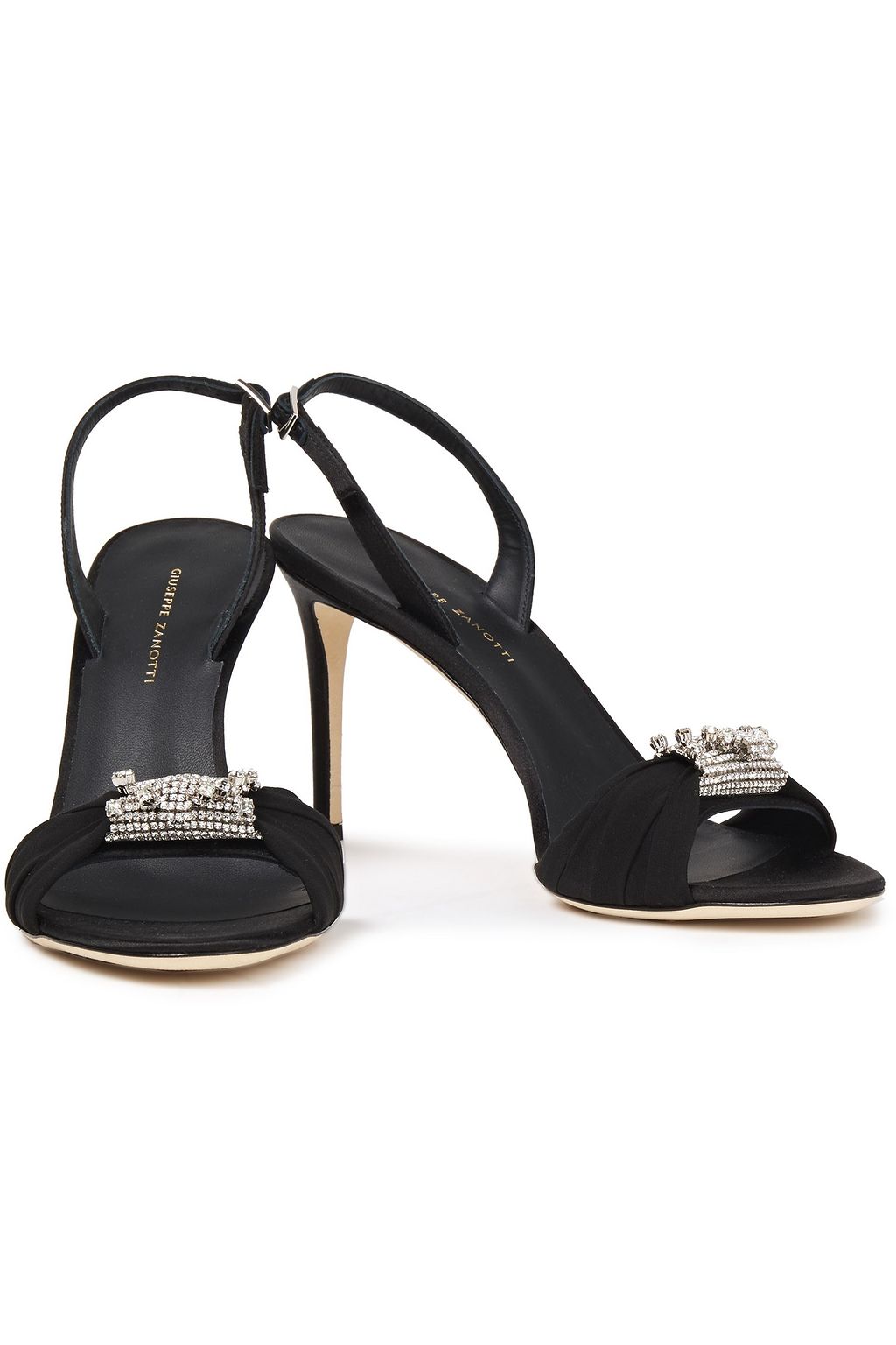 GIUSEPPE ZANOTTI Tiphaine crystal-embellished crepe slingback sandals