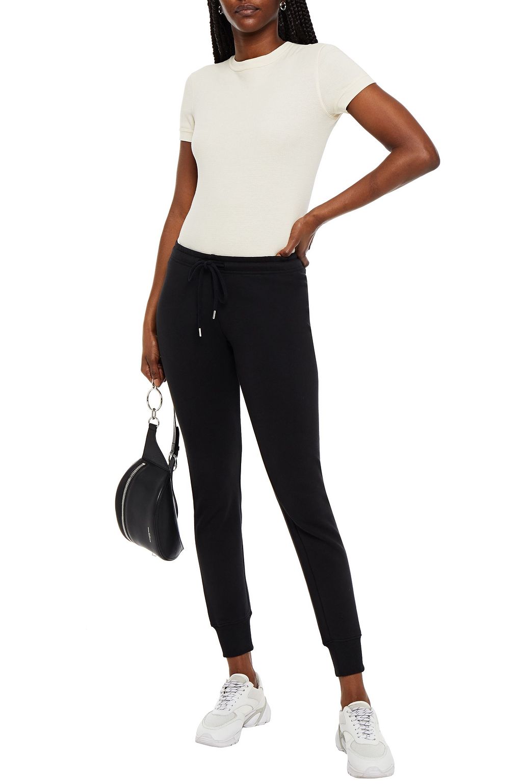 LOVE MOSCHINO Studded French cotton-terry track pants