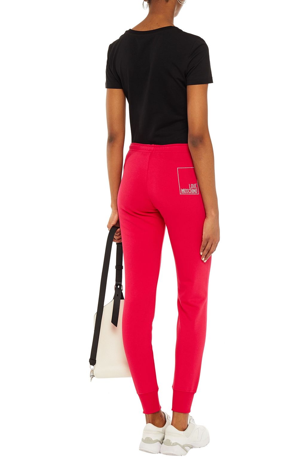 LOVE MOSCHINO Studded French cotton-terry track pants