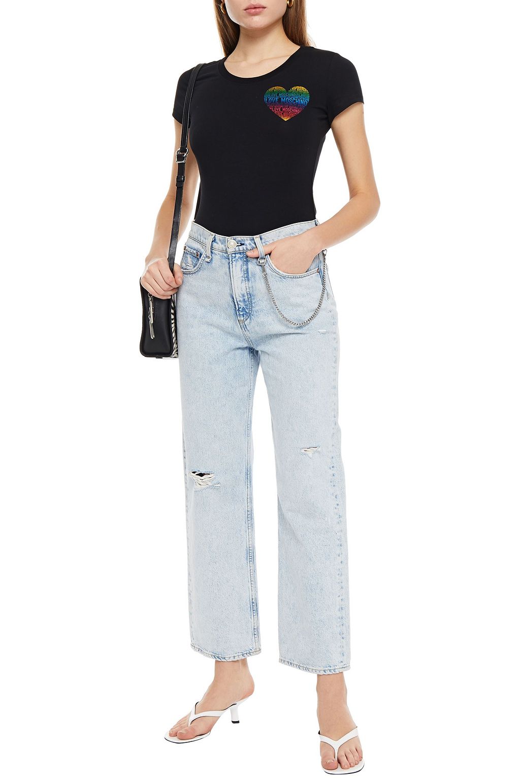 LOVE MOSCHINO Printed stretch-cotton jersey T-shirt