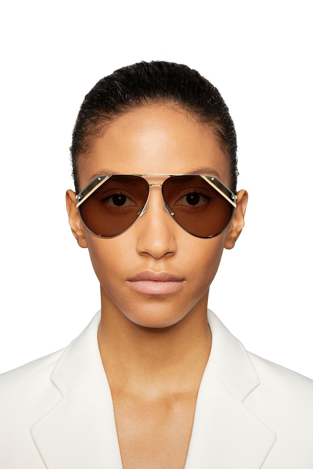 MCQUEEN Aviator-style gold-tone sunglasses
