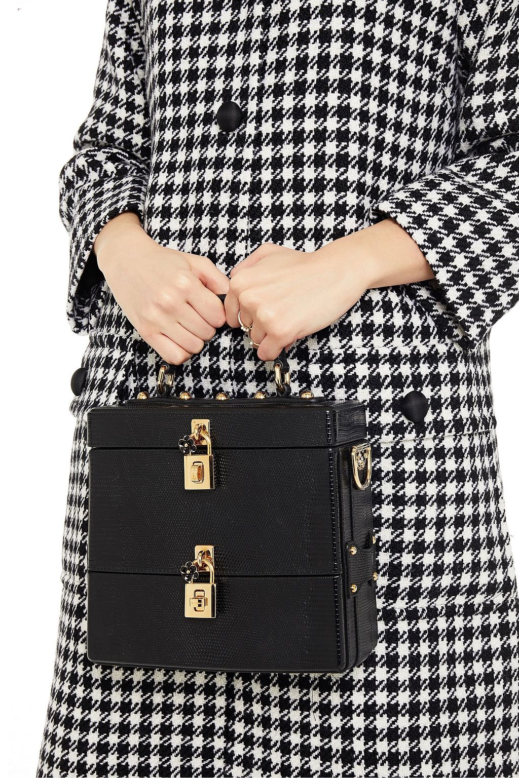 DOLCE&GABBANA Studded lizard-effect leather tote