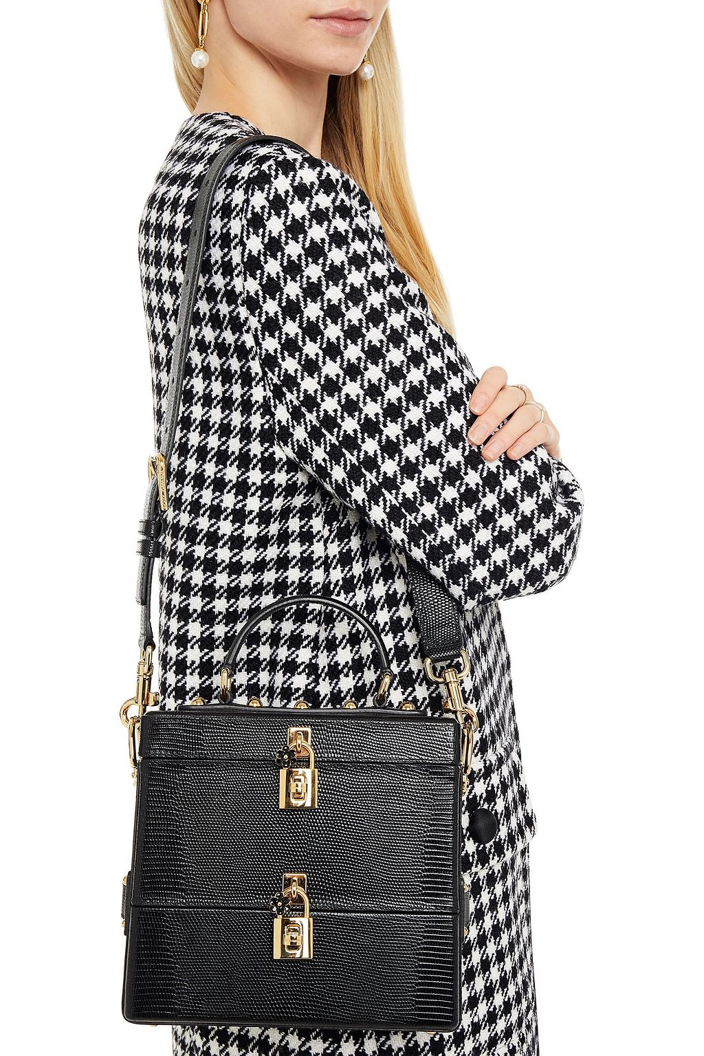 DOLCE&GABBANA Studded lizard-effect leather tote