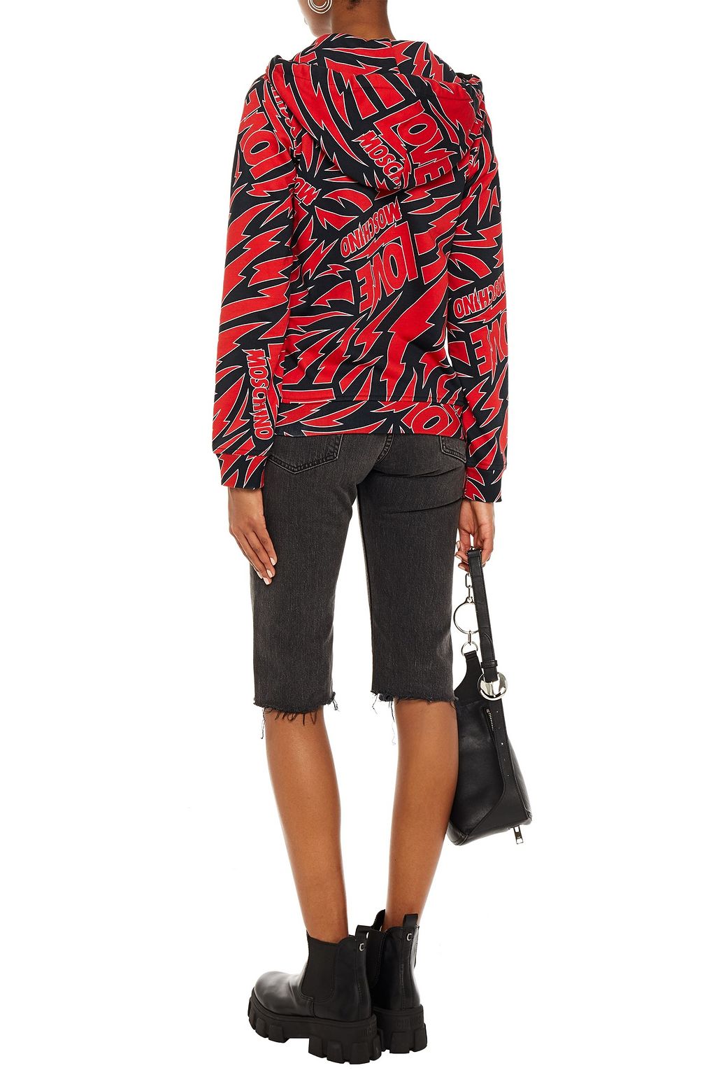 LOVE MOSCHINO Printed French cotton-terry hoodie