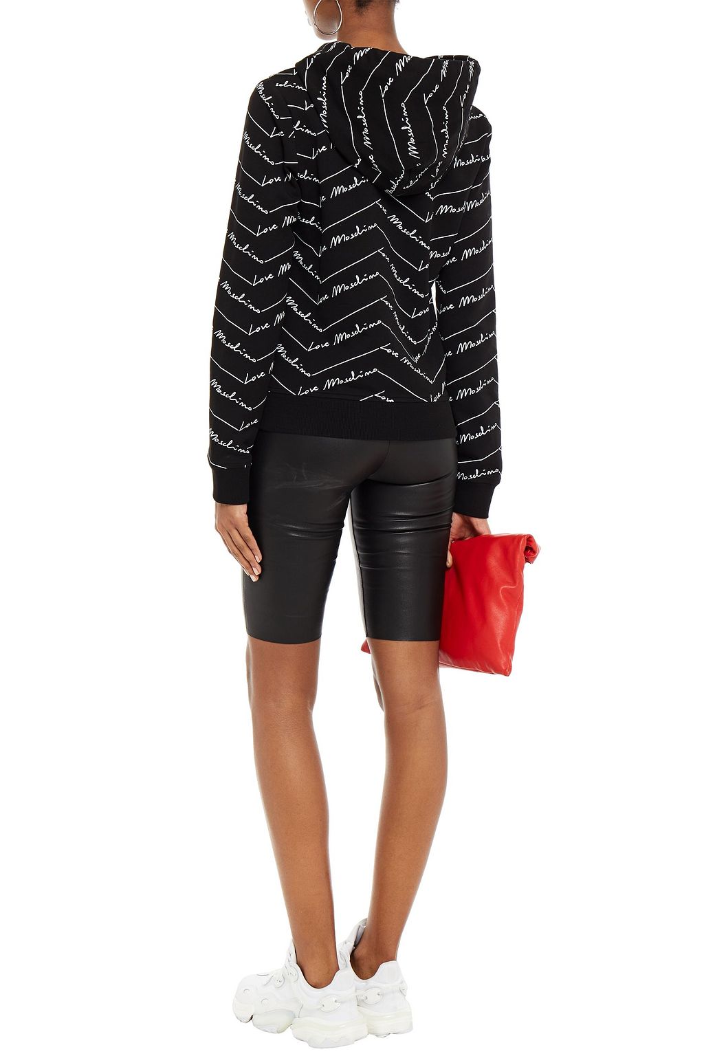 LOVE MOSCHINO Printed French cotton-blend terry hoodie