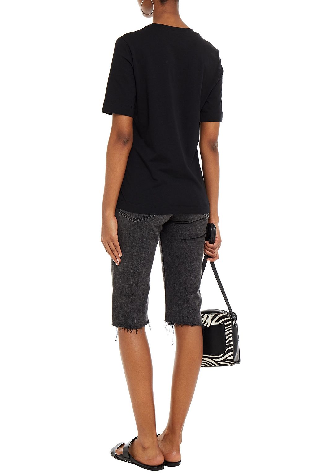 LOVE MOSCHINO Glittered printed cotton-jersey T-shirt