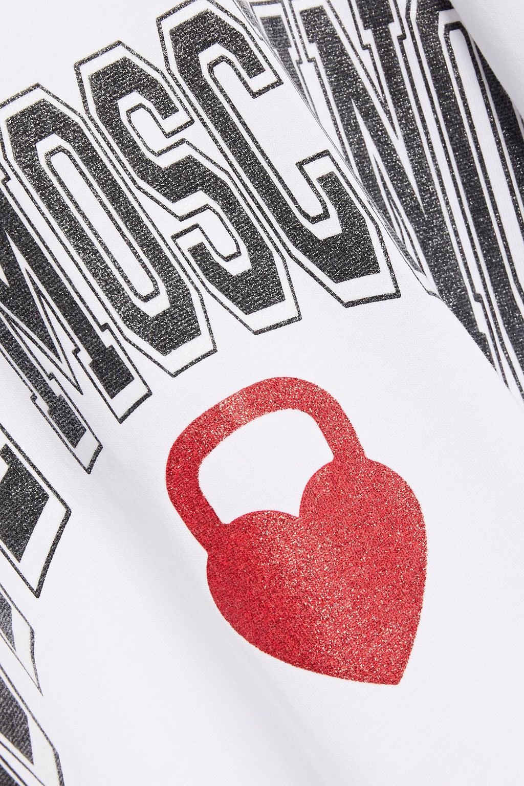 LOVE MOSCHINO Glittered printed cotton-jersey T-shirt