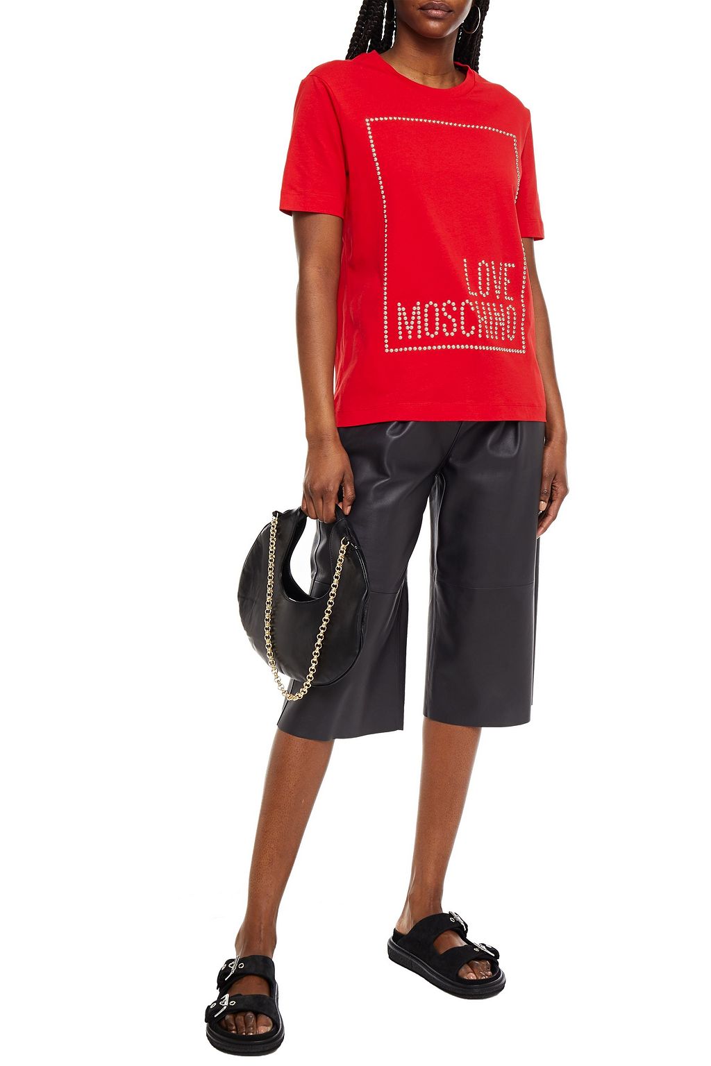 LOVE MOSCHINO Studded cotton-jersey T-shirt