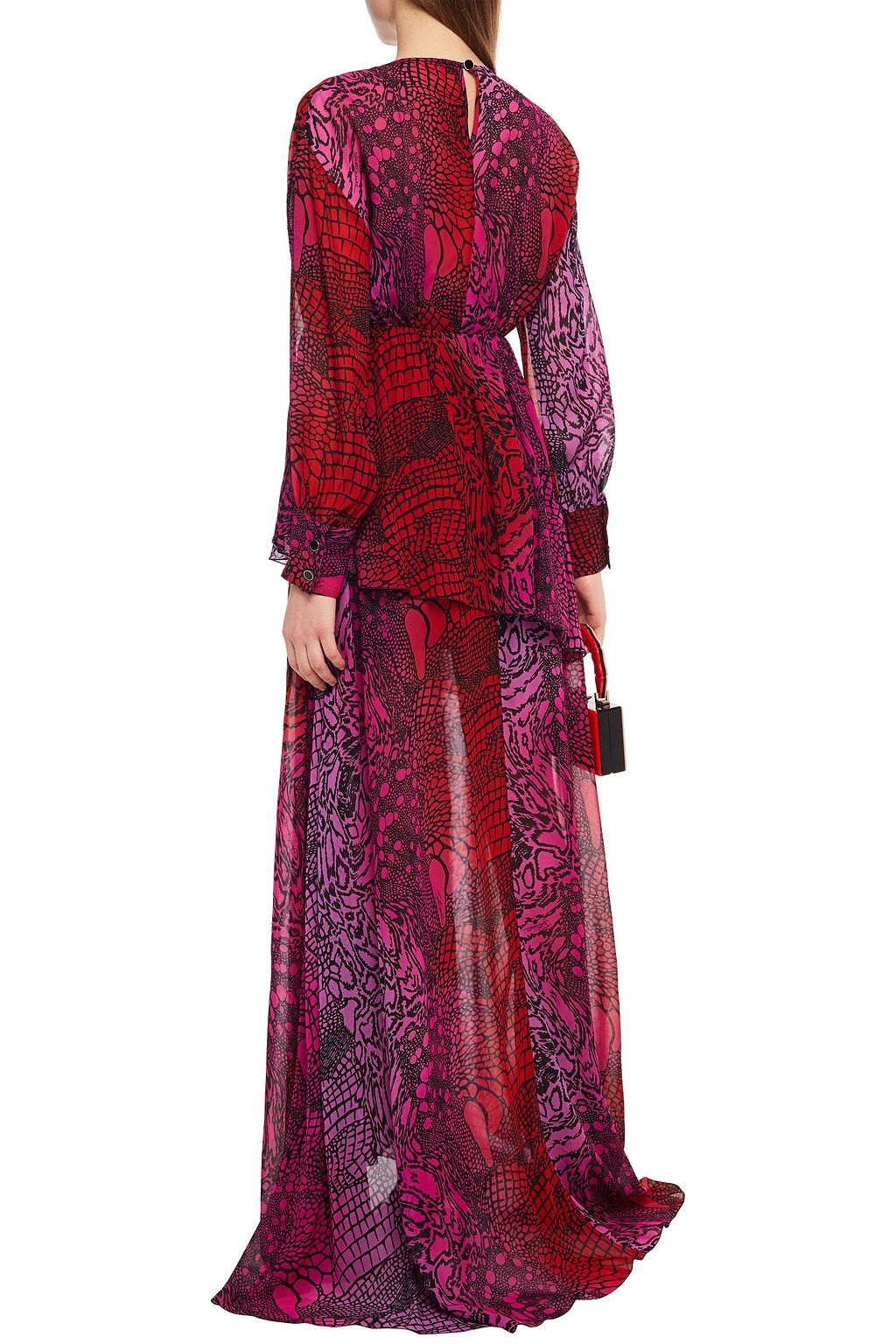 JUST CAVALLI Layered printed crepe maxi dress