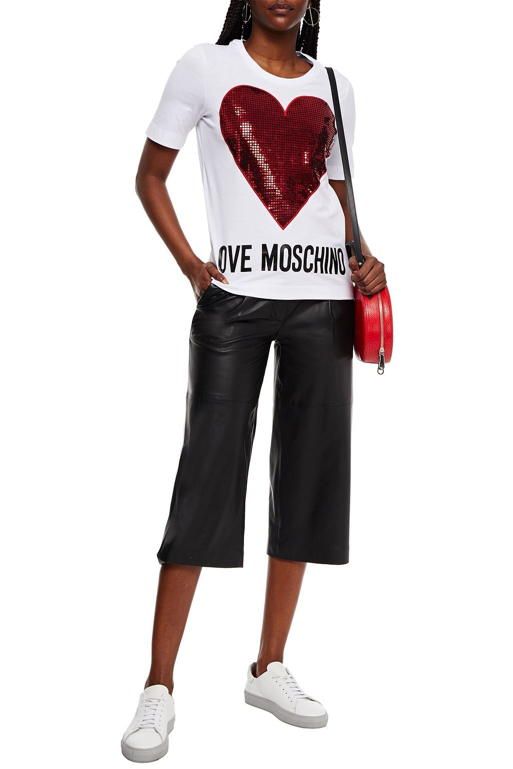LOVE MOSCHINO Appliquéd printed cotton-jersey T-shirt