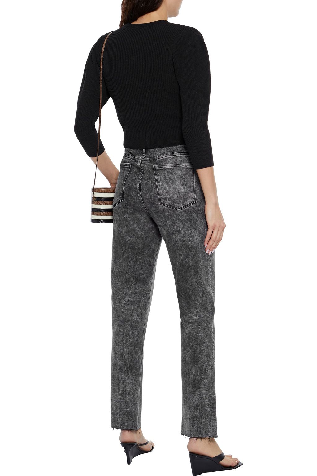 FRAME Cropped ribbed-knit cardigan