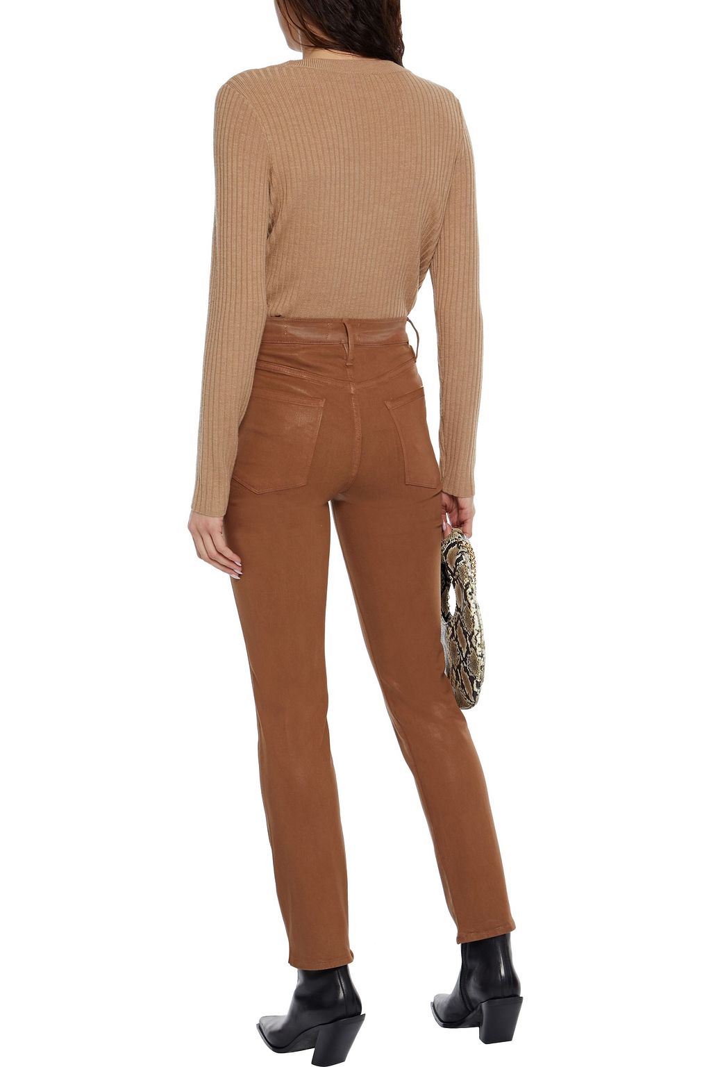 FRAME Le Sylvie coated high-rise slim-leg jeans