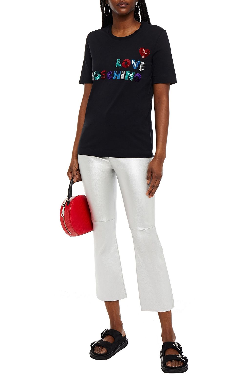LOVE MOSCHINO Sequin-embellished stretch-cotton jersey T-shirt