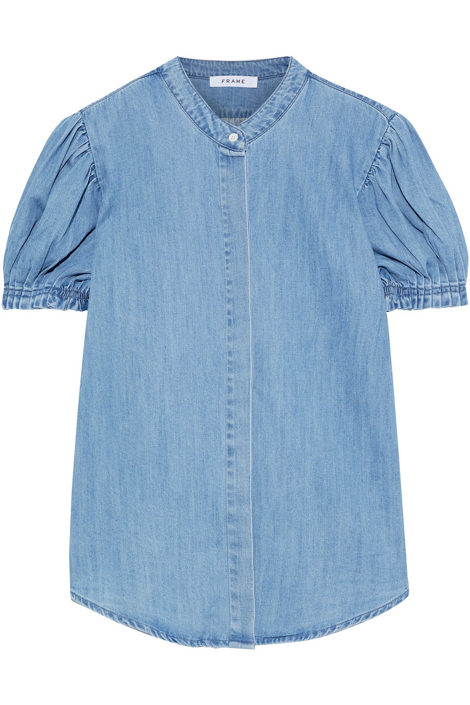 frame - gathered denim blouse - blue - xl