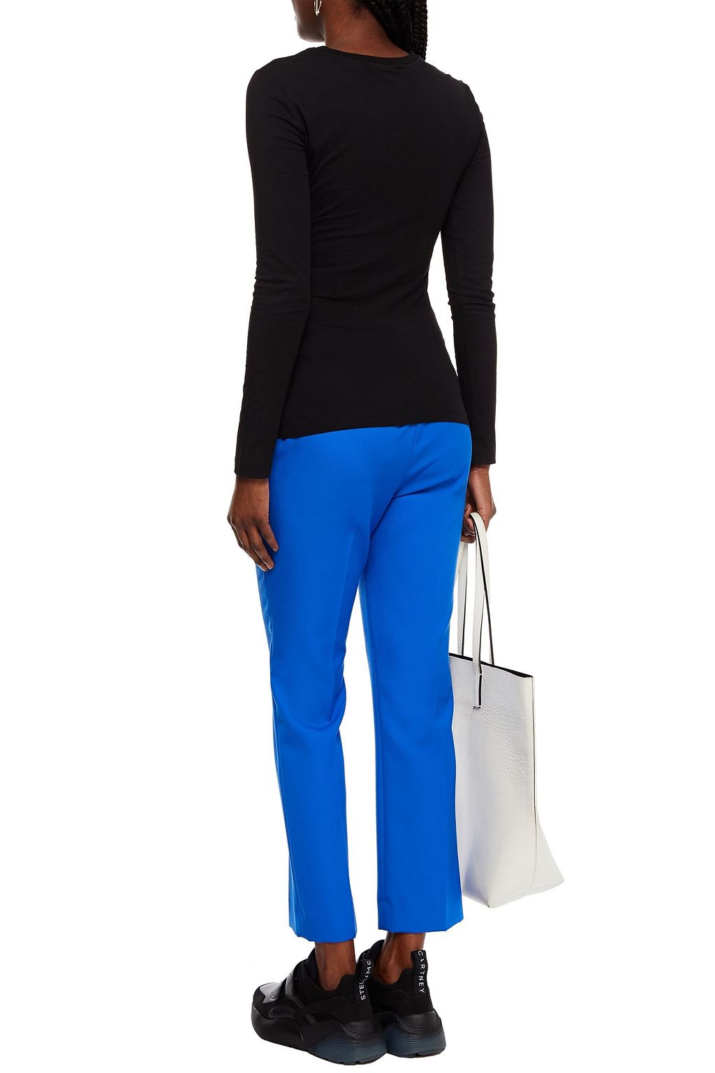 LOVE MOSCHINO Crystal-embellished printed stretch-cotton jersey top