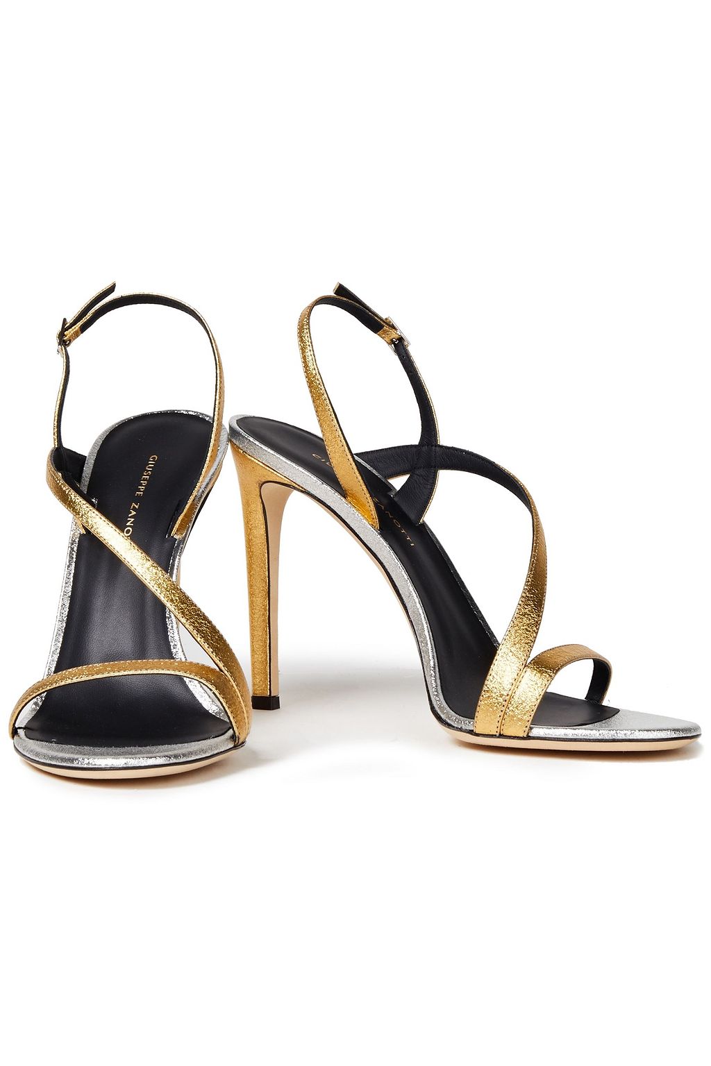 GIUSEPPE ZANOTTI Polina two-tone metallic leather slingback sandals