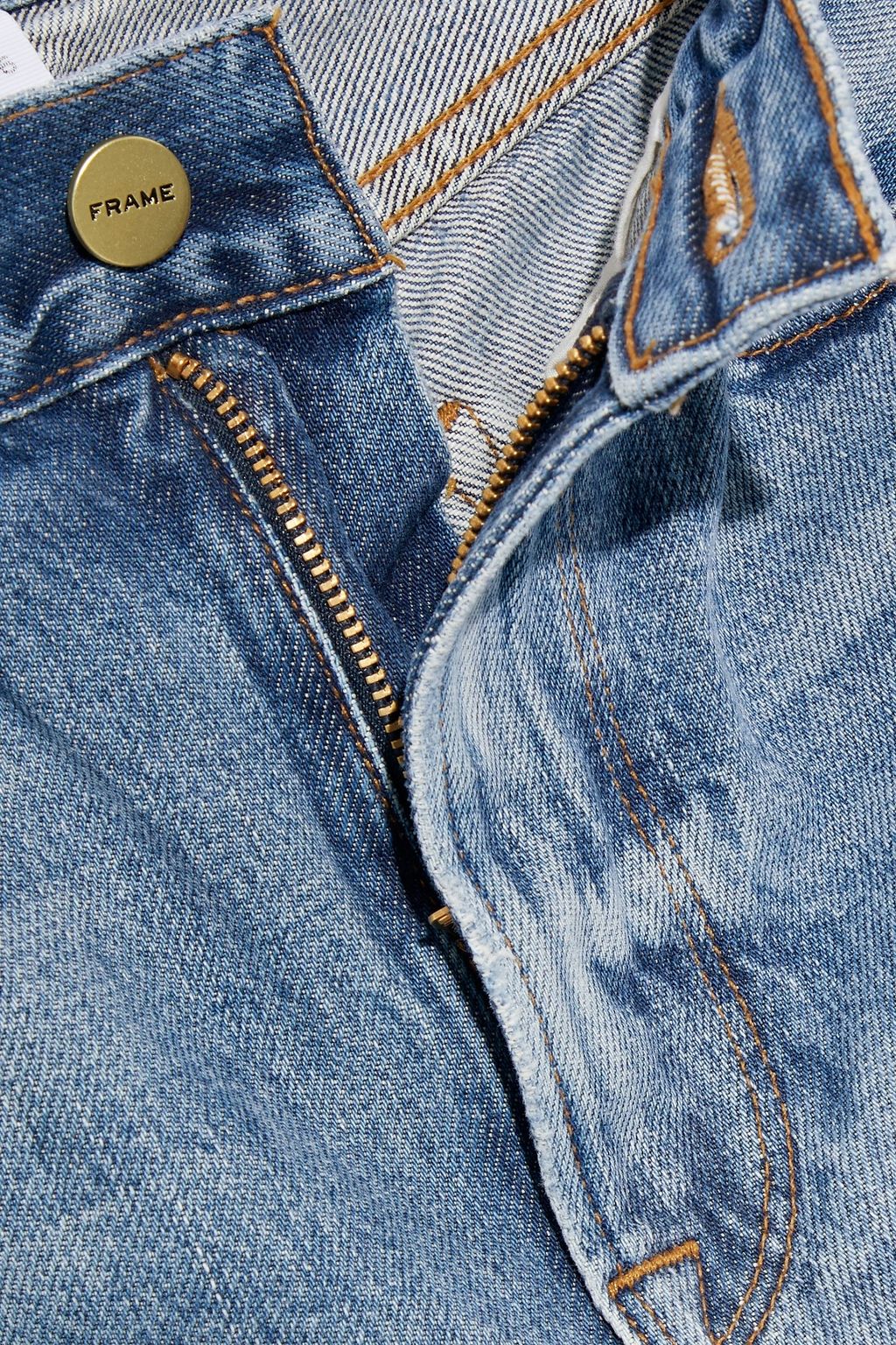 FRAME Le Piper cropped distressed high-rise straight-leg jeans