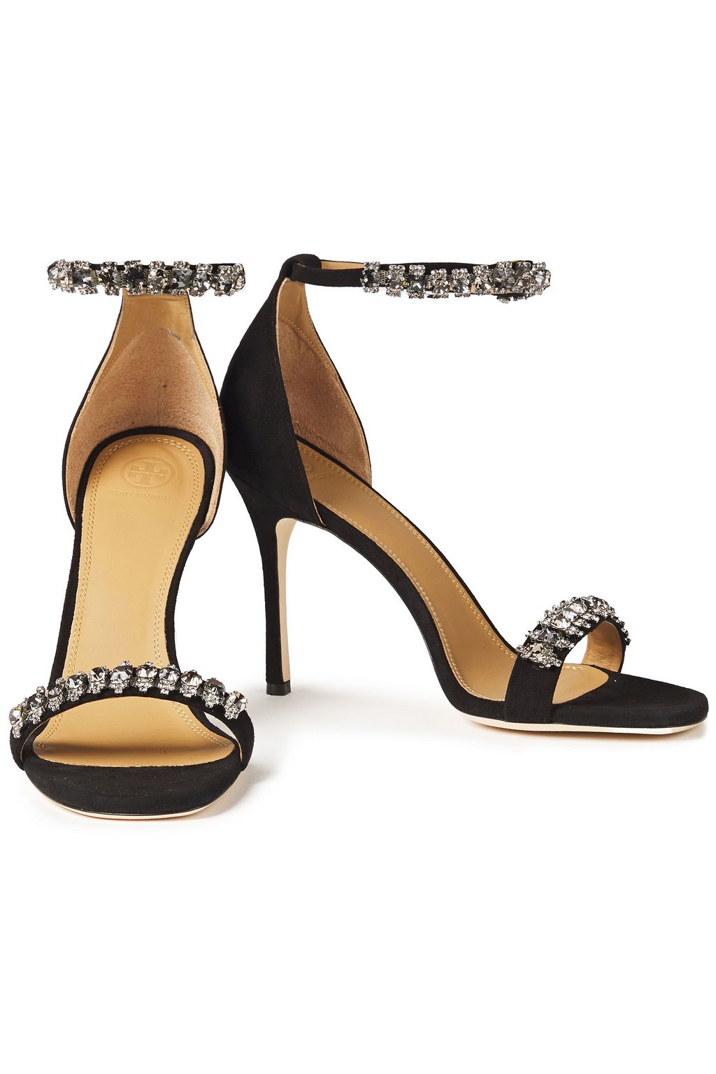 TORY BURCH Crystal-embellished suede sandals