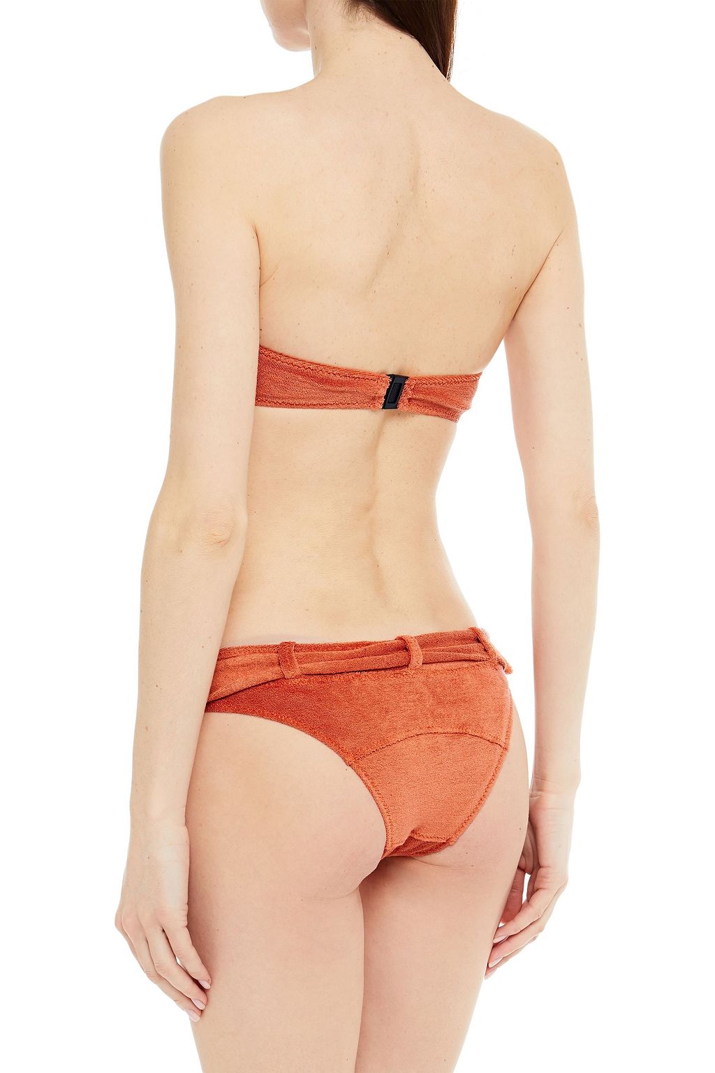 LISA MARIE FERNANDEZ Buckle-embellished cotton-blend terry bandeau bikini