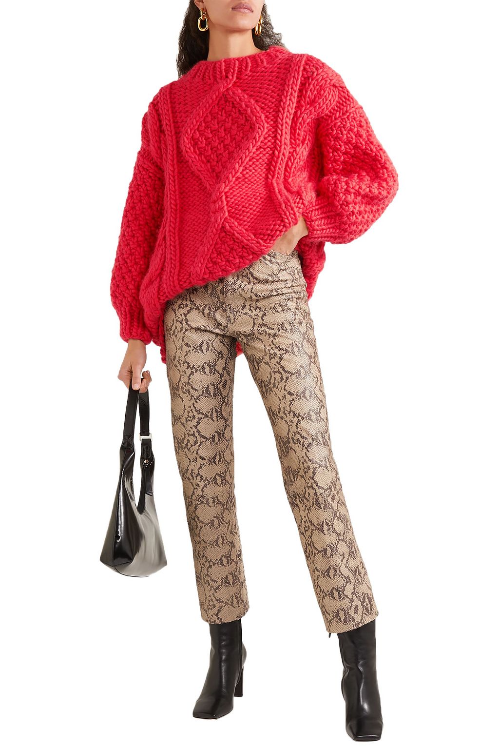 MR MITTENS Diamond oversized cable-knit wool sweater