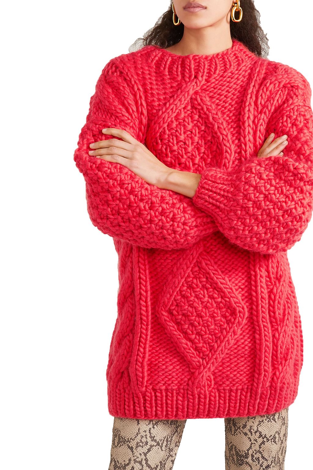 MR MITTENS Diamond oversized cable-knit wool sweater