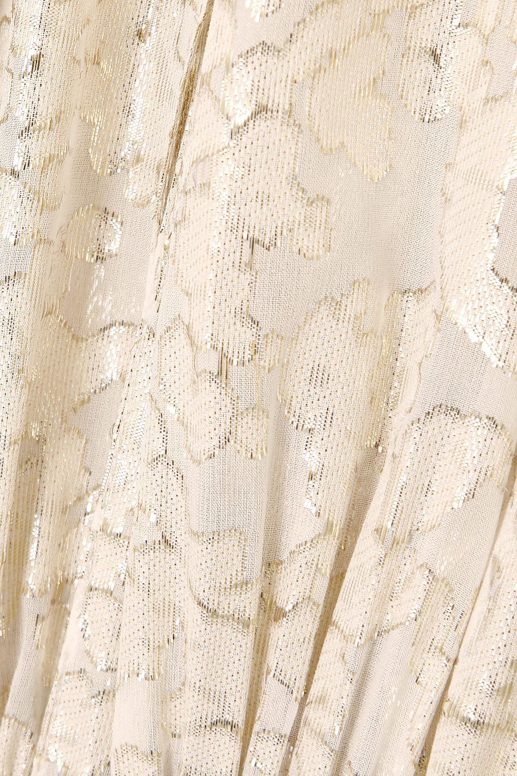 REEM ACRA Pussy-bow metallic silk-blend jacquard blouse