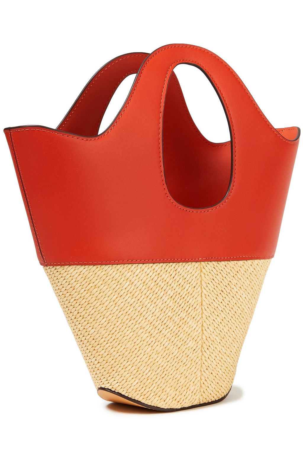 DANSE LENTE Two-tone leather and raffia tote