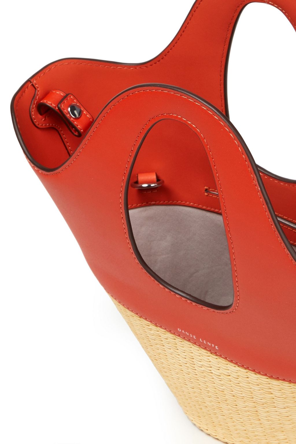 DANSE LENTE Two-tone leather and raffia tote