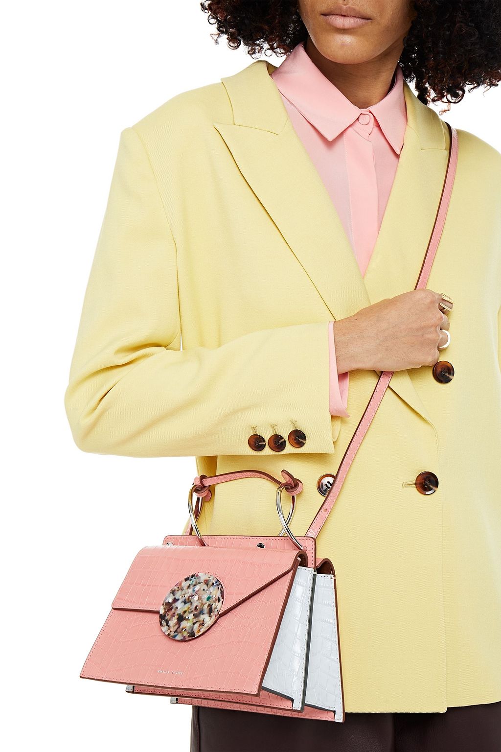 DANSE LENTE Phoebe mini two-tone croc-effect leather tote