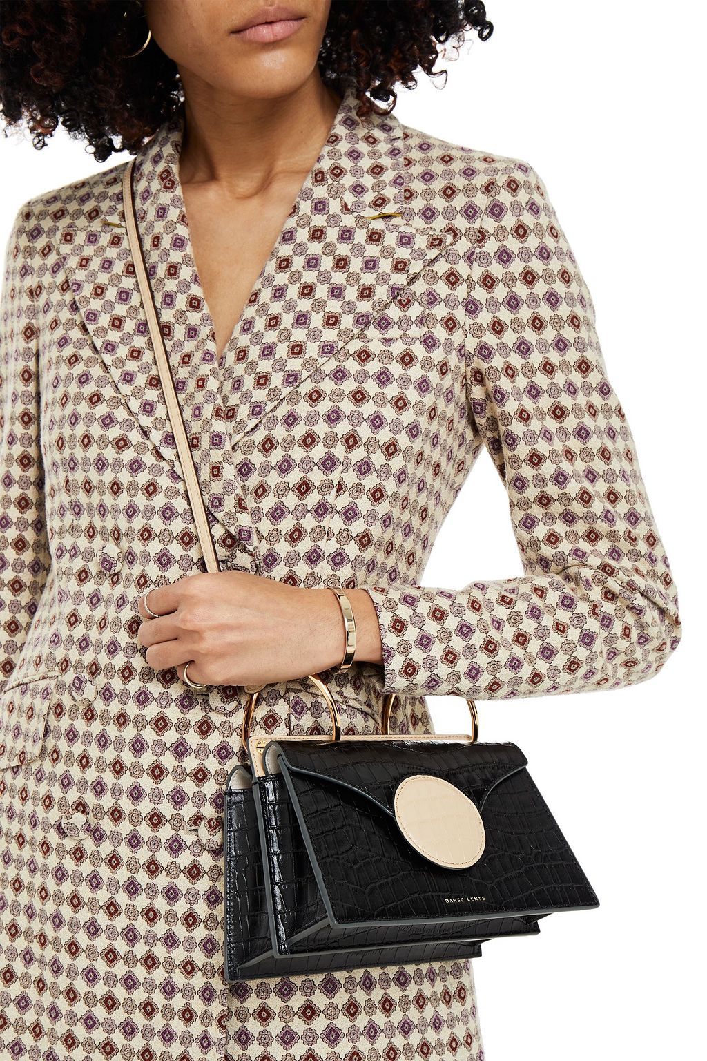 DANSE LENTE Phoebe mini croc-effect patent-leather shoulder bag