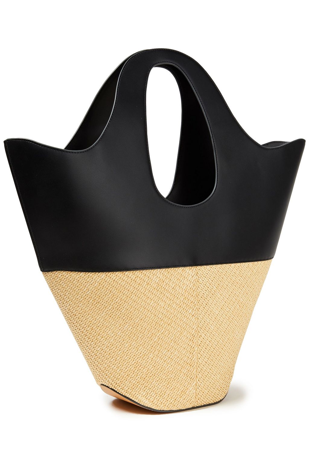 DANSE LENTE Two-tone leather and raffia tote