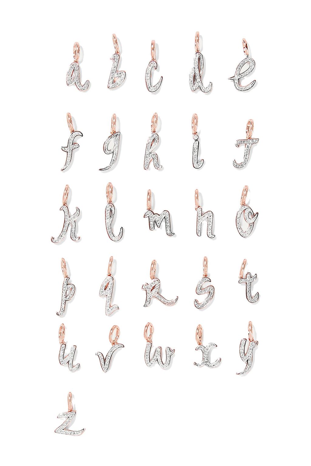 MONICA VINADER A-Z Alphabet Letter rose gold vermeil diamond pendants