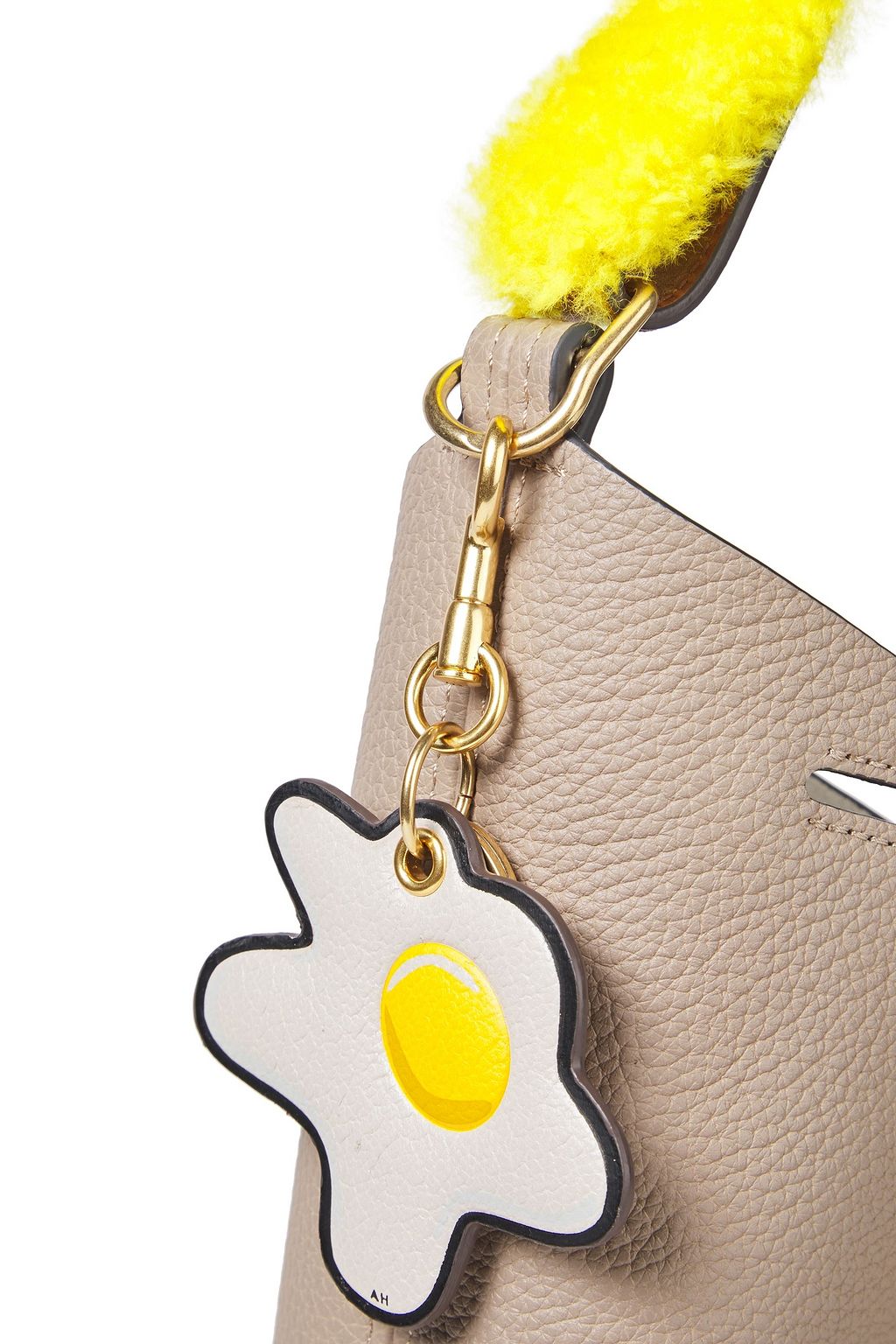 ANYA HINDMARCH Shearling-trimmed pebbled-leather shoulder bag